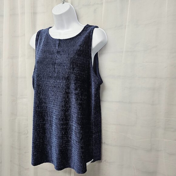Fourteenth Place Midnight Blue Velour Crinkled Tank Boho Minimalist M - Picture 5 of 10